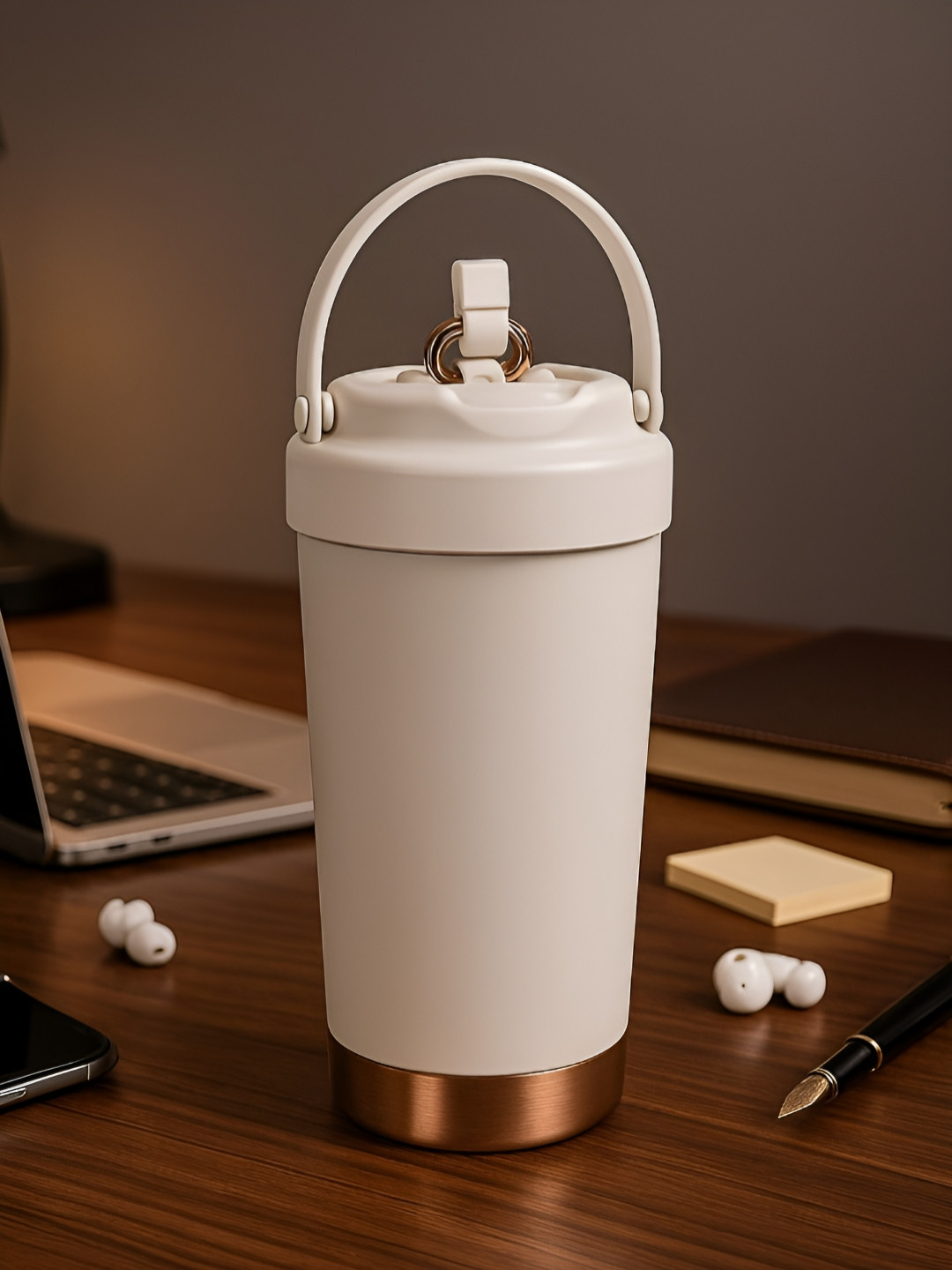 Myntra Elegant Homes Beige Vacuum Insulated 316 Stainless Steel Travel Mug - 500 ml