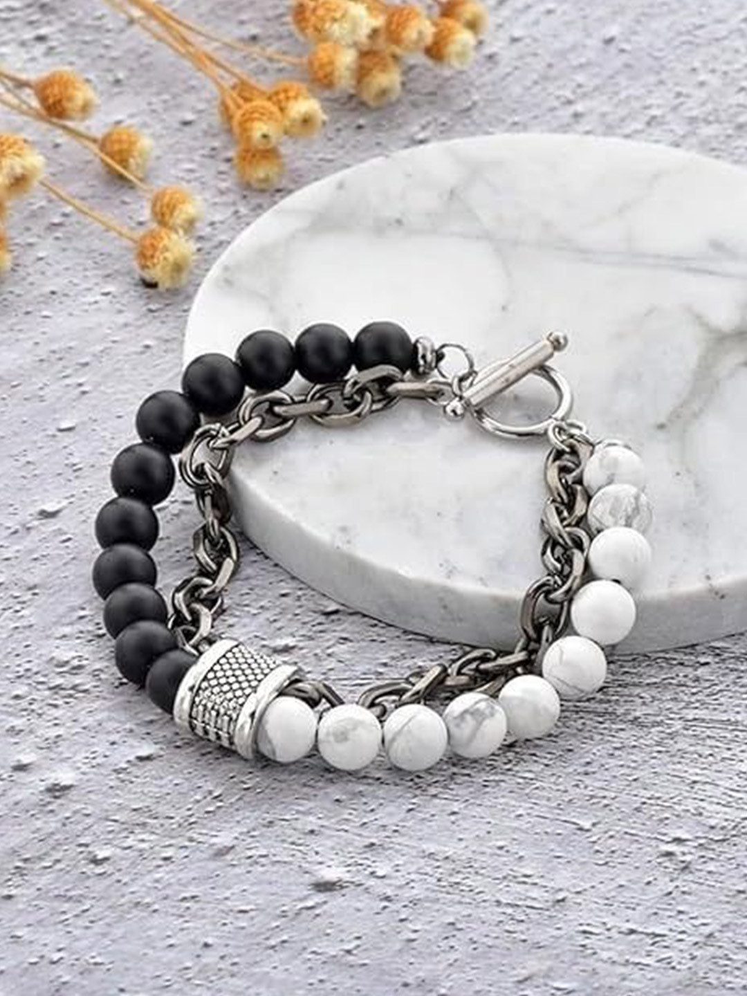 Lovemi Movements Unisex Agate Studded Charm Bracelet