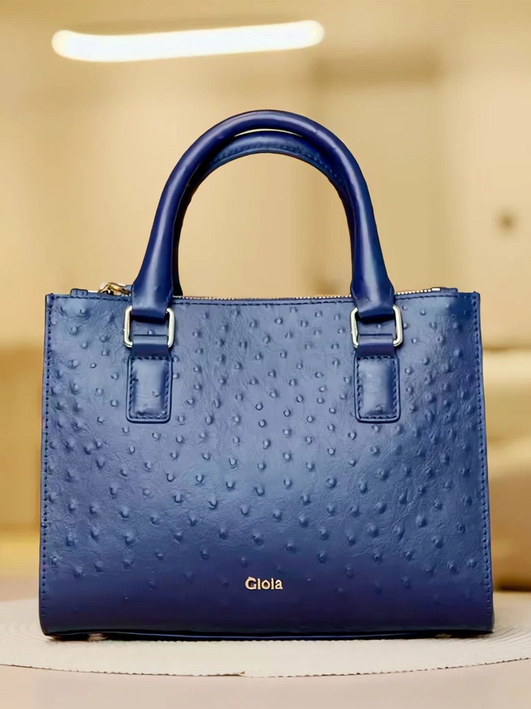 GIOIA Women Navy Leather Celine Small Tote Bag