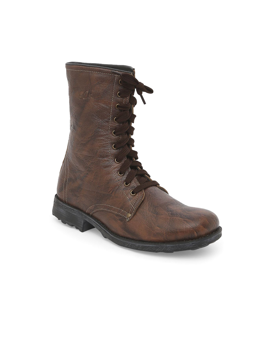 BCK Men Casual Block-Heeled Biker Boots