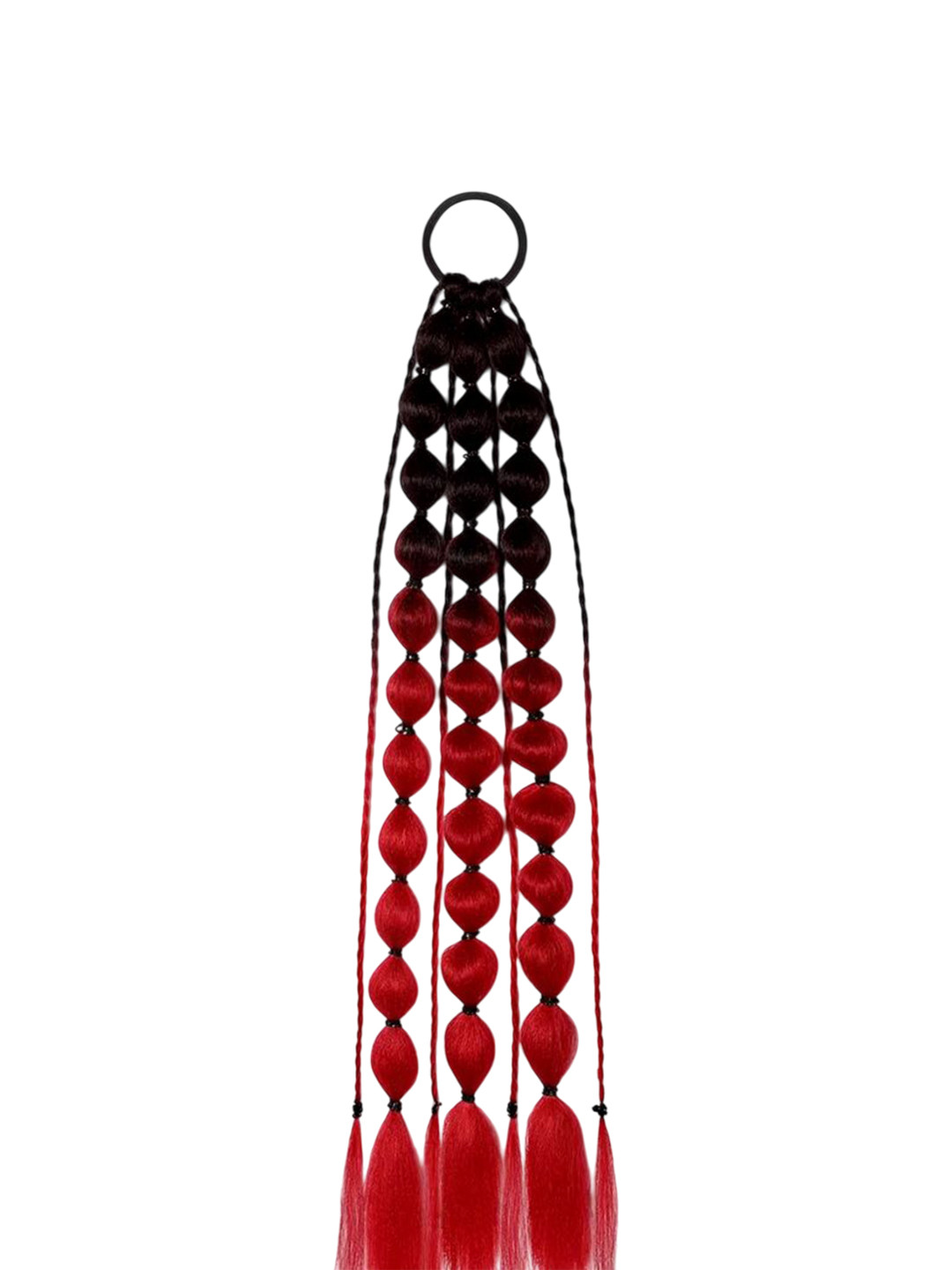 RITZKART Clip In Straight Ponytail Hair Extension- Black & Red- 20 Inch