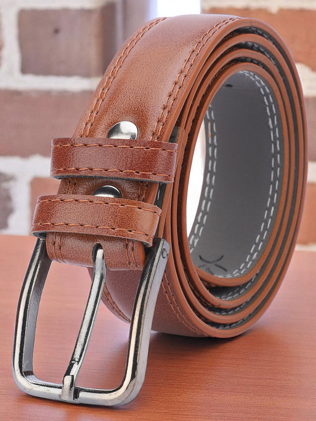 Provogue Men Textured Slim Belt With A Tang Closure