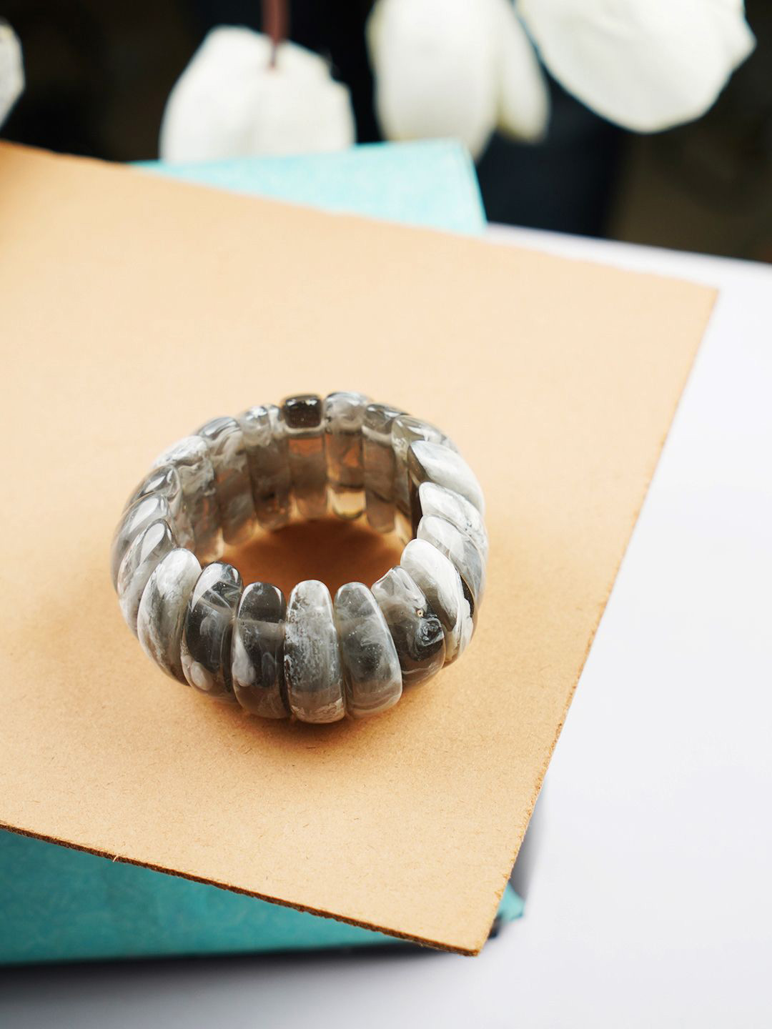 Bamboo Tree Jewels Resin Stone Stretchable Elasticated Bracelet