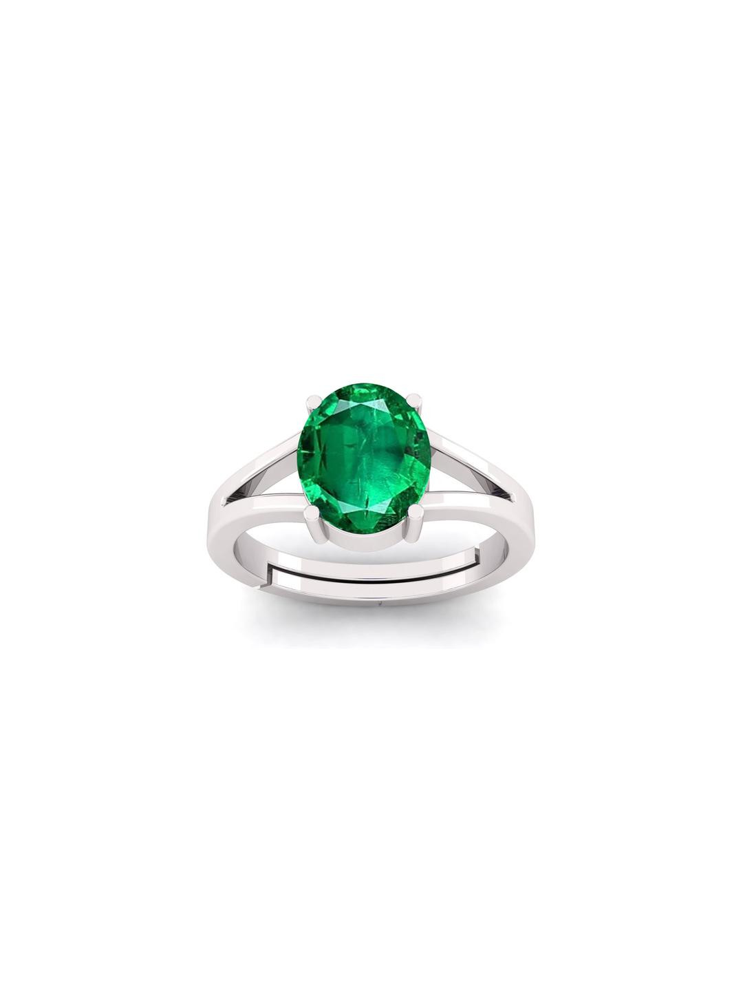 Pranjal Gems Unisex 10.25 Ratti 9.62K Emerald Panna Gemstone Adjustable Finger Ring