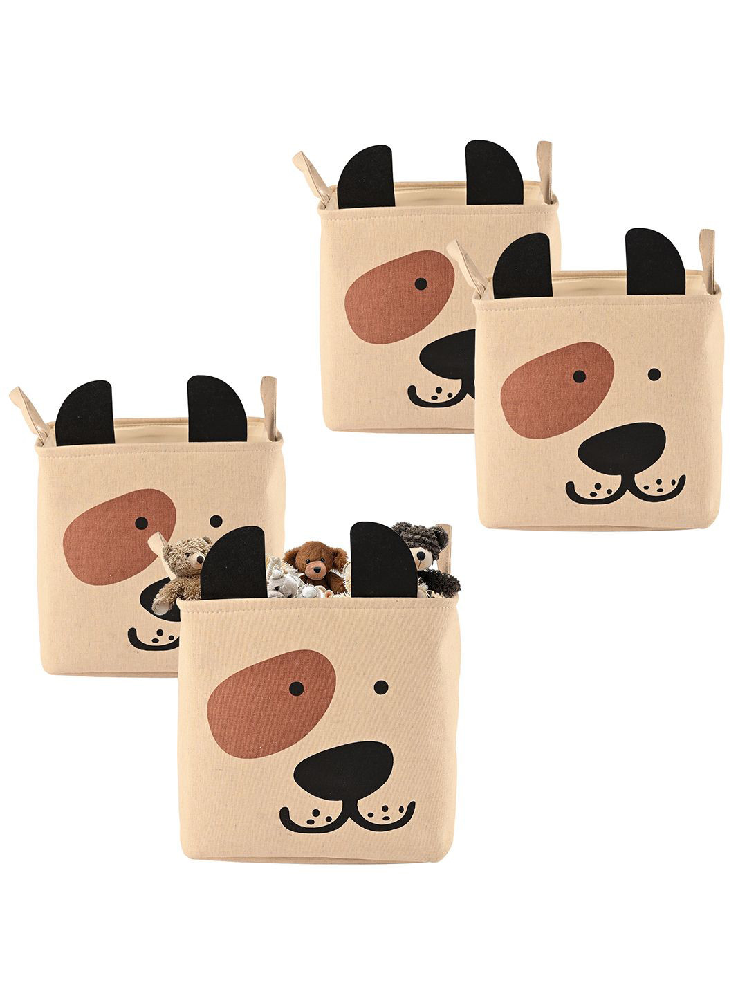 Aura Beige & Brown 4 Pieces Printed Drawer Basket with Handle