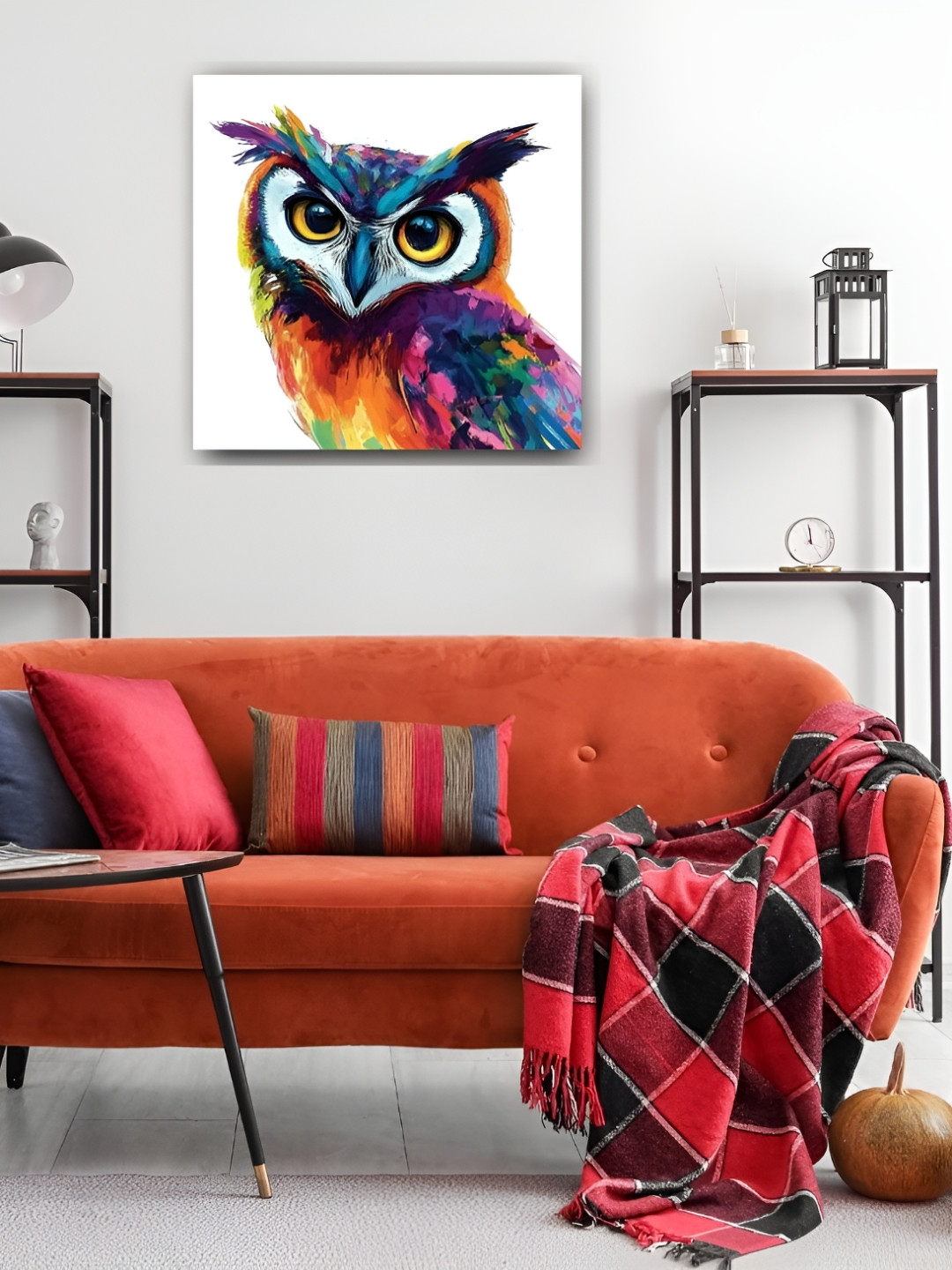 Viventiq Blue & Yellow Owl Printing Without Frame