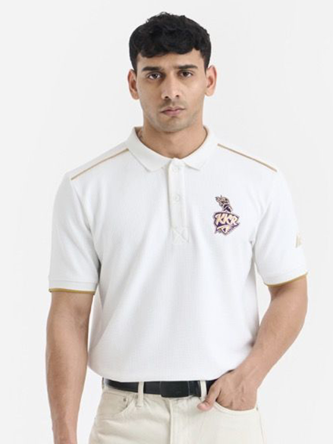 SIX5SIX Men Polo Collar Applique T-shirt