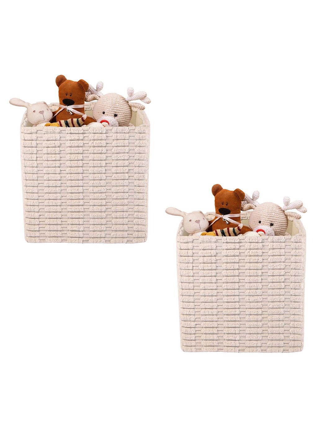 Aura Set Of 2 White Storage Box For Clothes With Handle