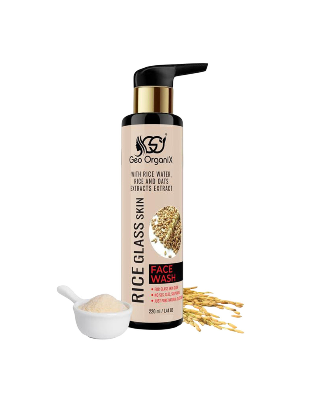 Geo OrganiX Rice Glass Skin Face Wash For Tan Removal - 100 ml