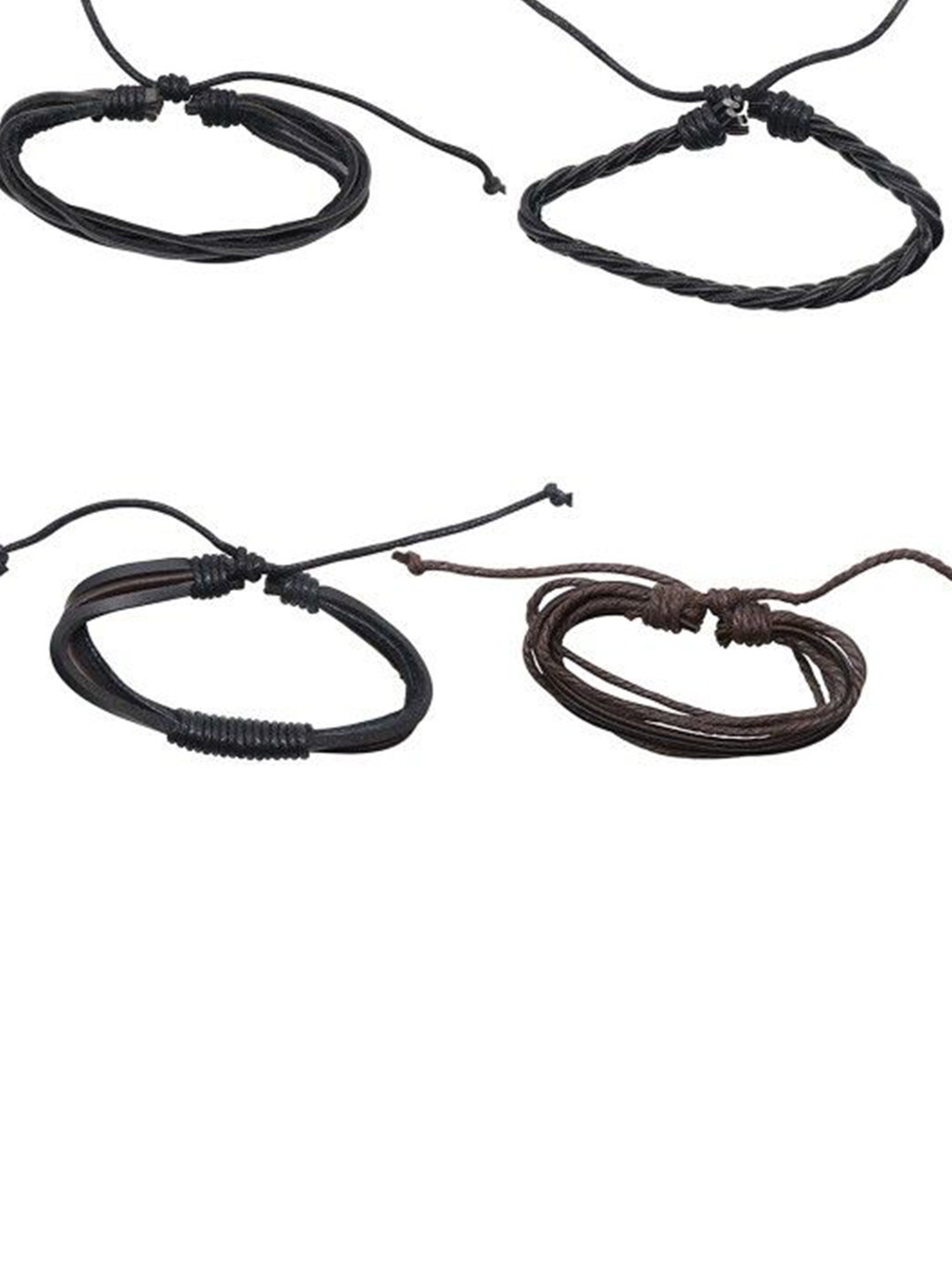 P. R. PRINTS Unisex Set Of 4 Leather Wraparound Bracelets