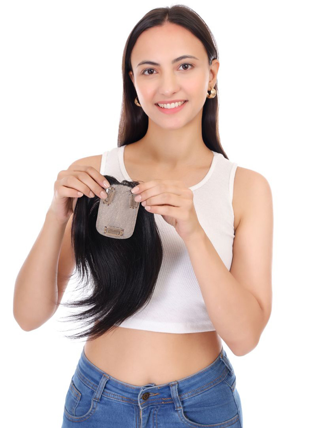 RITZKART Clip In Straight Scalp Topper Hair Extension- Black- 12 Inch