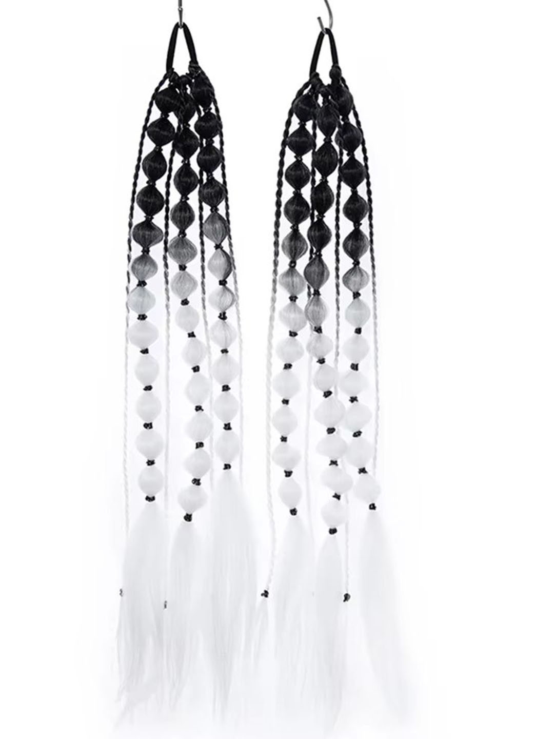 RITZKART Set Of 2 Clip In Straight Ponytail Hair Extension-Black & White- 20 Inch