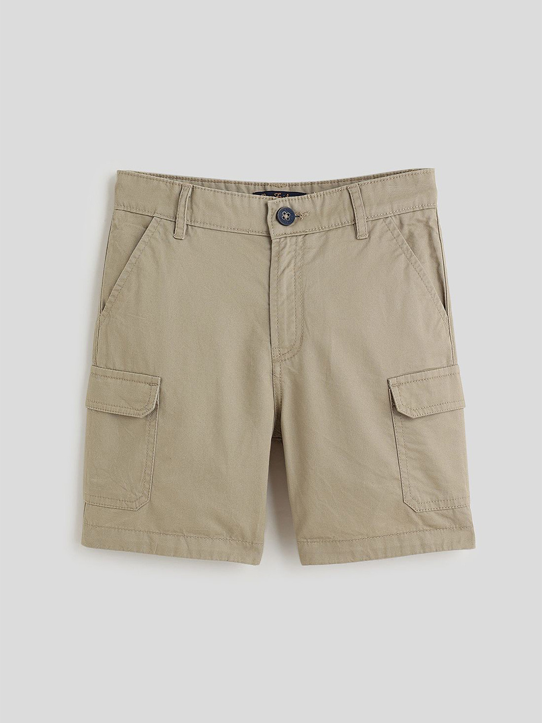 One Friday Boys Khaki Solid Cotton Short