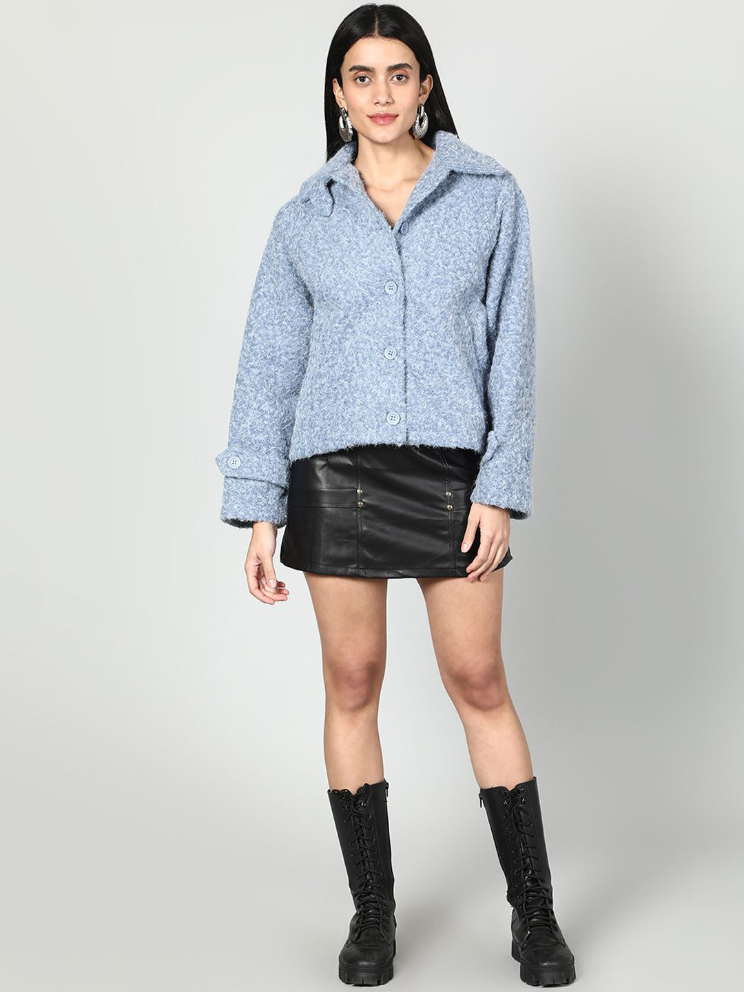 Fashion Gaiia Women Self Design Fluffy Tailored Jacket