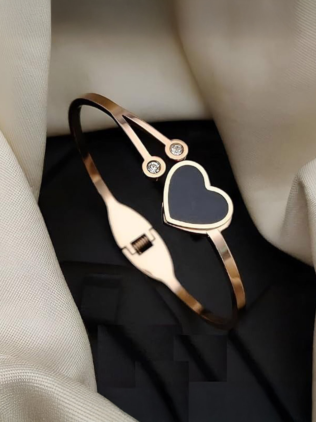 Lovemi Movements Gold Plated Crystals Cuff Bracelet