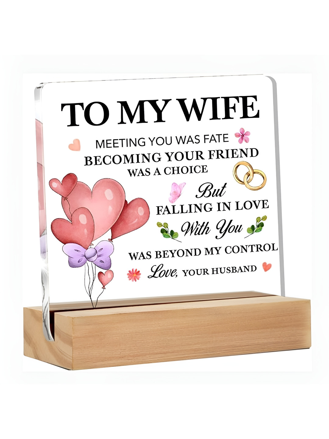 BS AMOR White & Black Inspirational Thank You Gift For Wife Wooden Showpiece