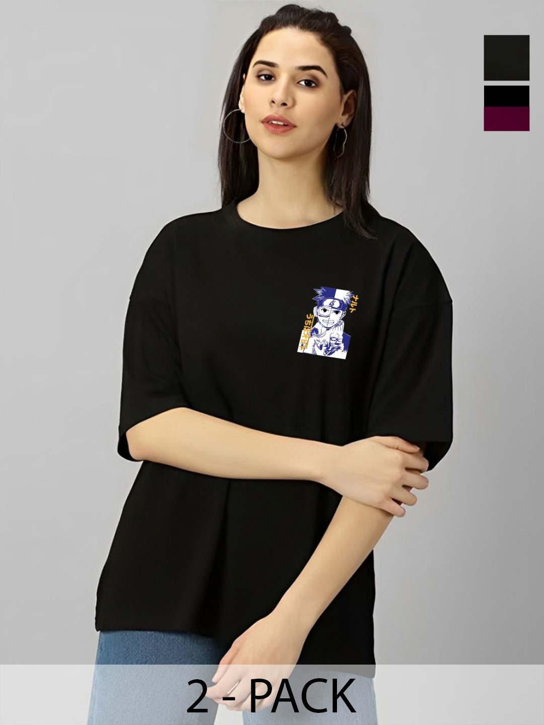 Kushi Flyer Women Typography 2 Indigo Applique T-shirt