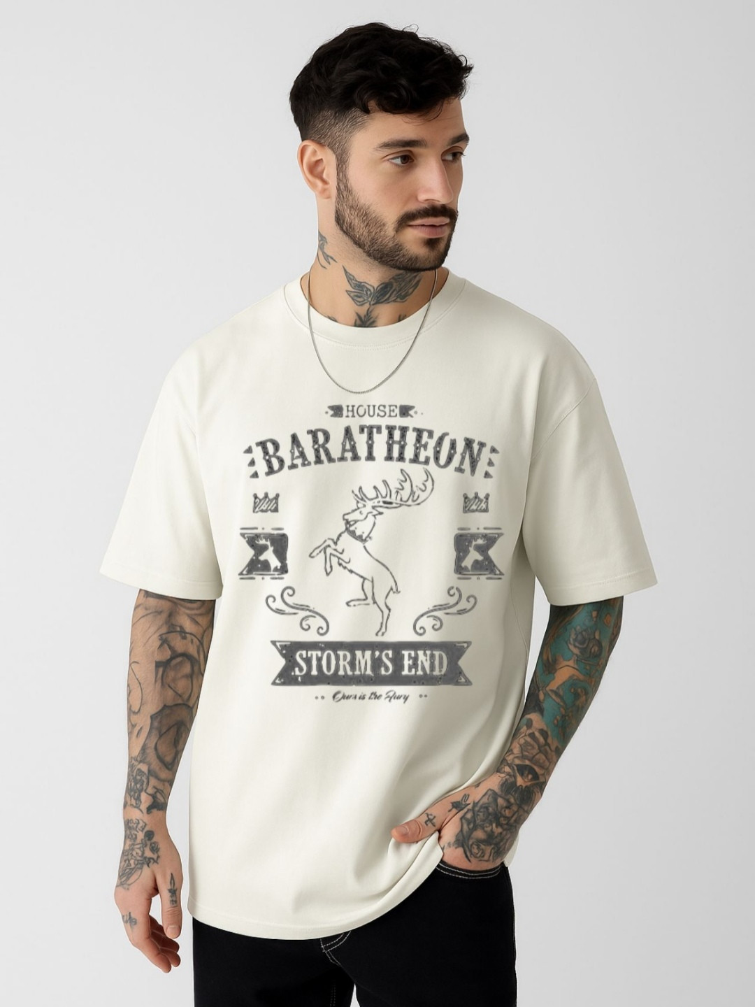 Be Crazy Men Game Of Thrones Typography Printed Round Neck Cotton Oversized T-shirt