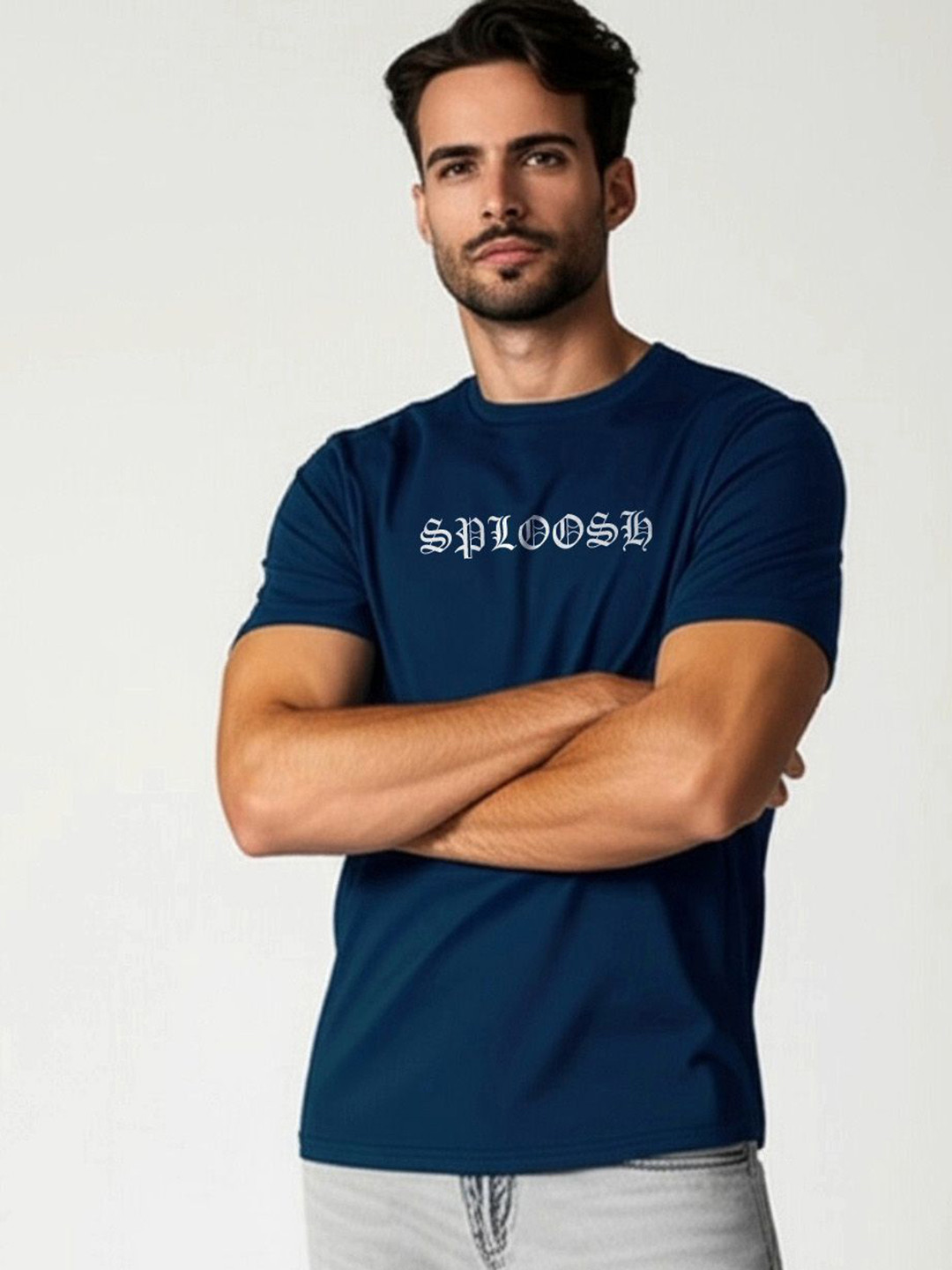 SPLOOSH Brand Logo Printed Round Neck Regular Fit T-shirt