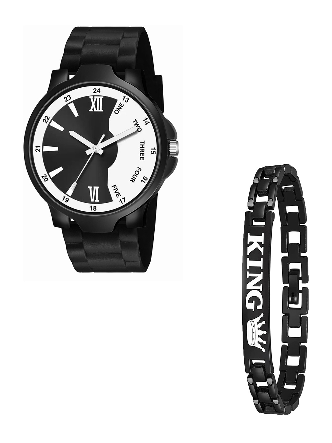 CSAMON Men Analogue Watch With Bracelet 3Kan 1002BLK NEW PU K Bracelet