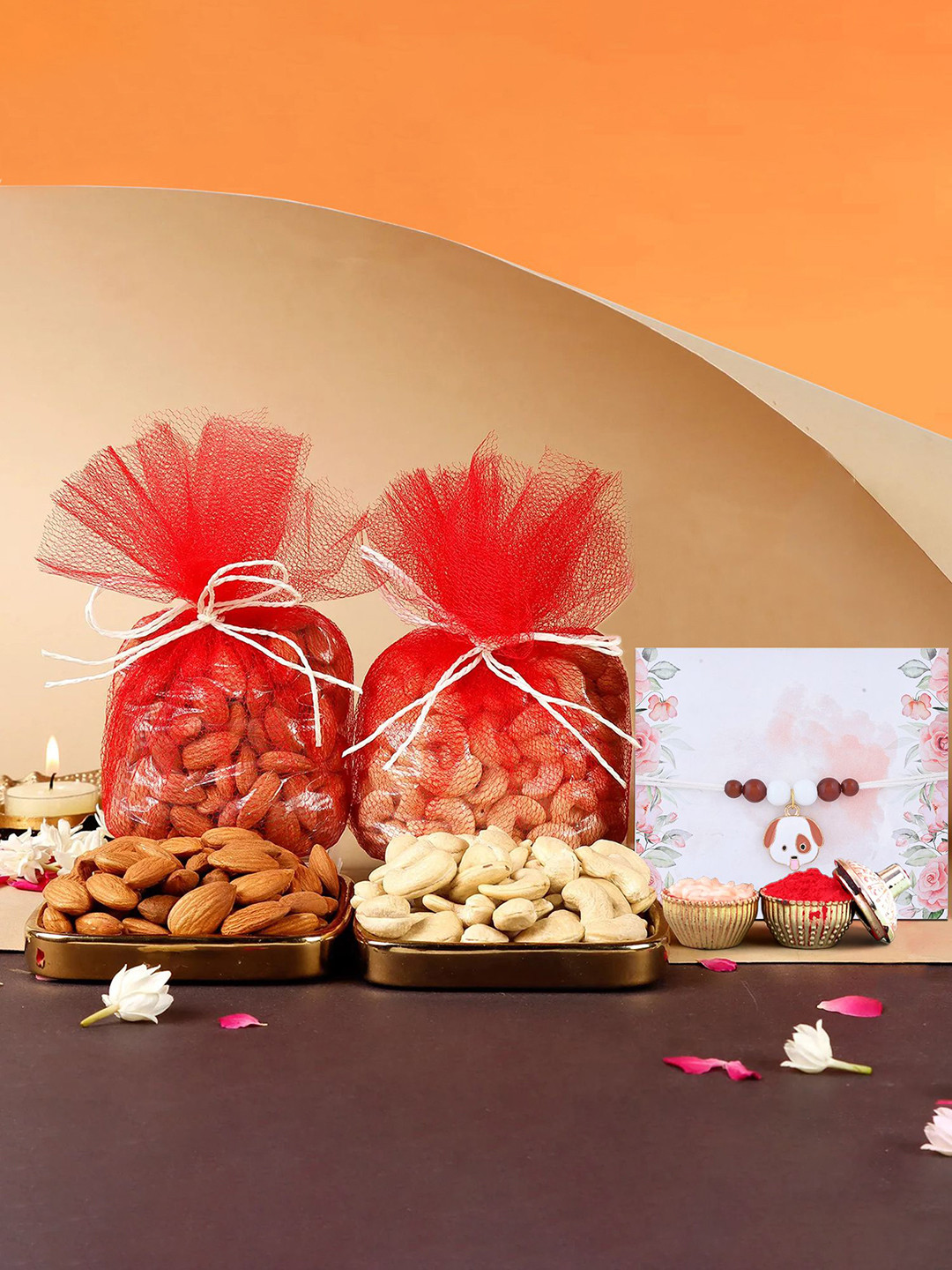Ascension Kids Beaded Puppy Rakhi Comes with Mixed Dry Fruits Combo & Roli Tilak Gift Set
