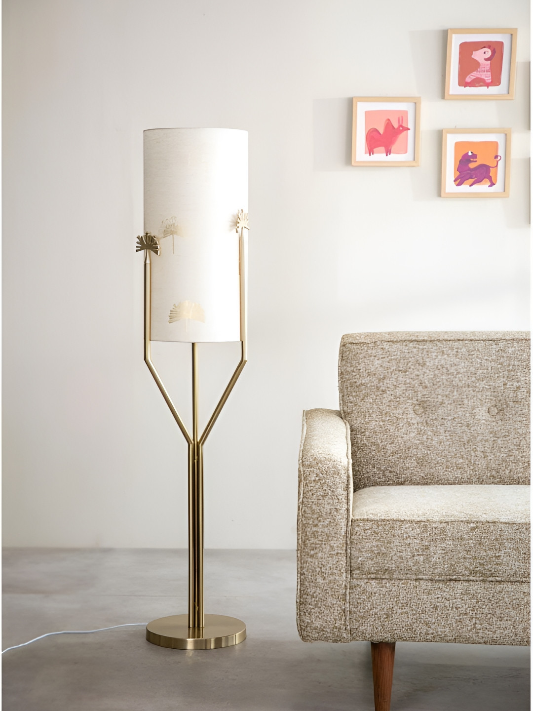 FREEDOM TREE White Printed Cylindrical Shaped Floor Lamps