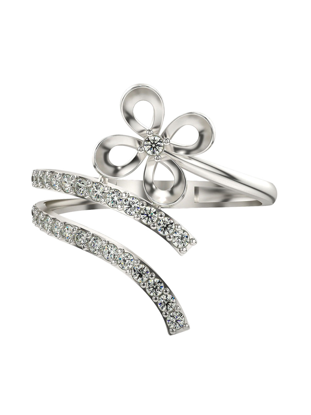 VALANOVA 14K White Gold Diamond Studded Ring 2.04 g