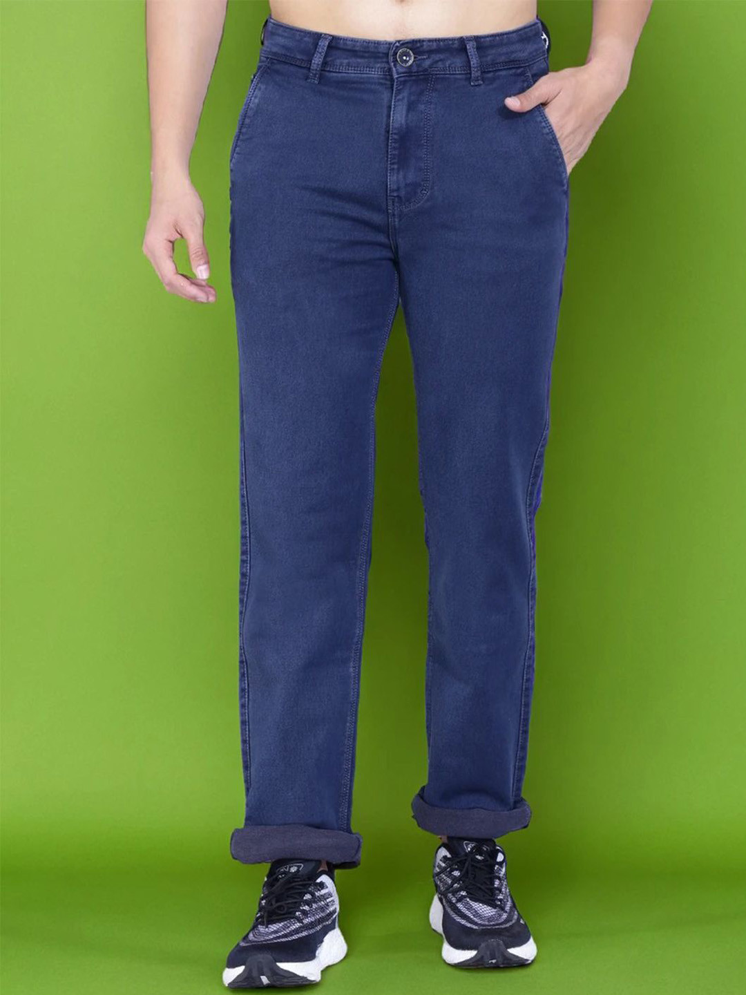 AWACK Heavy Count Men Comfort Relaxed Fit Mid-Rise Light Fade Stretchable Jeans