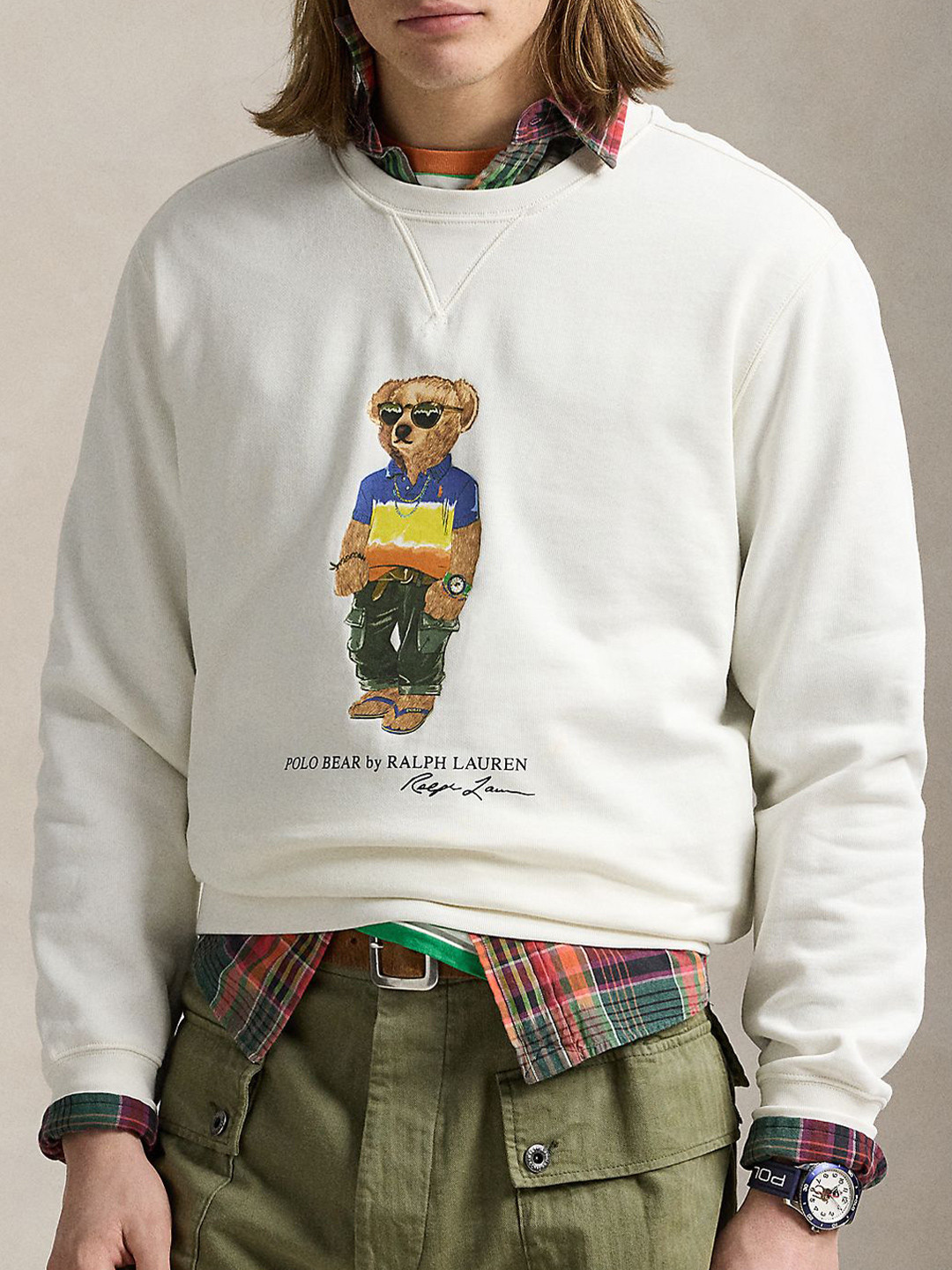 Polo Ralph Lauren Men Polo Bear Printed Round Neck Pullover Sweatshirt