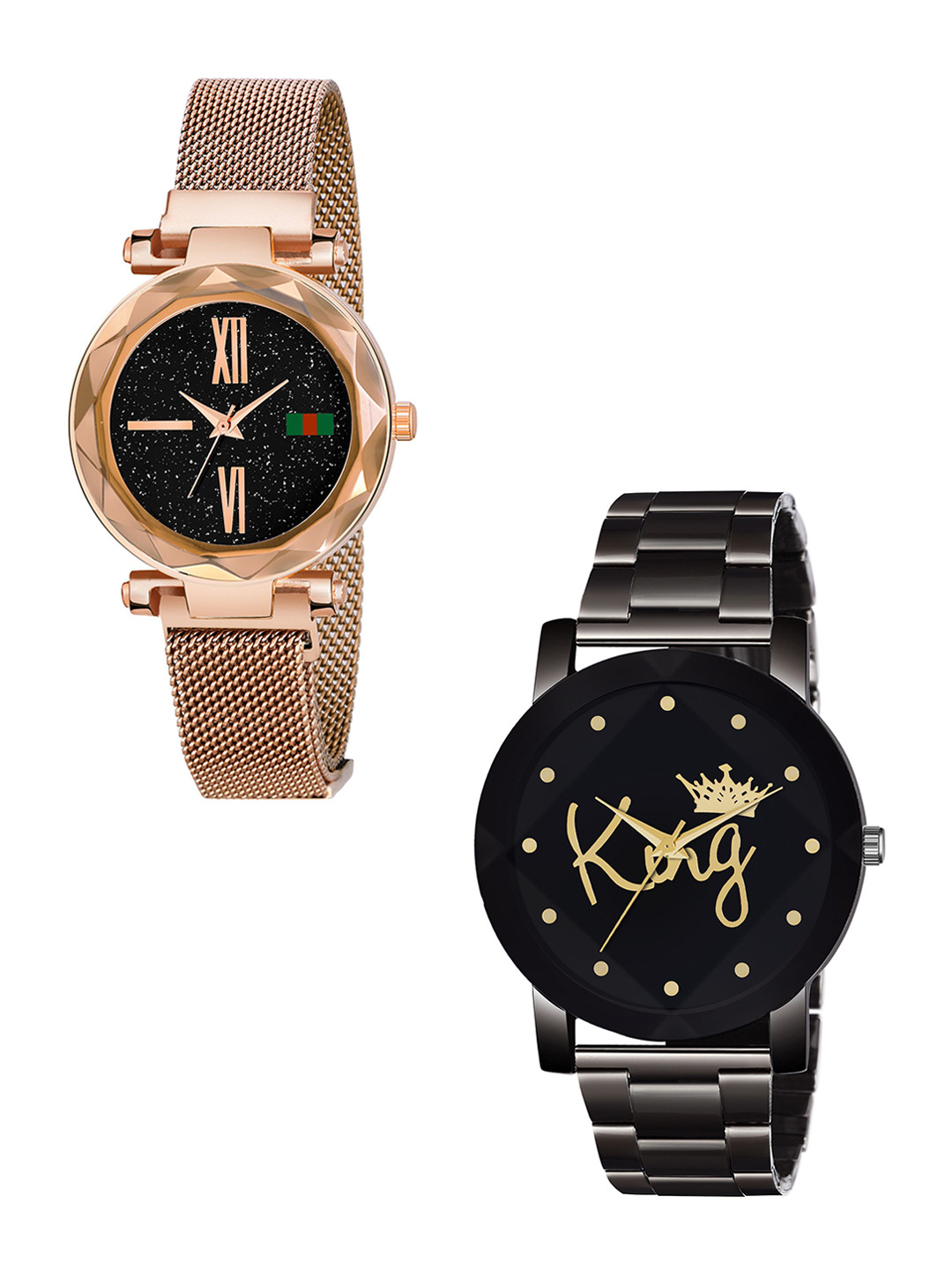 Gopal Shopcart Unisex Analogue Watch Gift Set GR_379_RoseGold_Roman_Prizam_King
