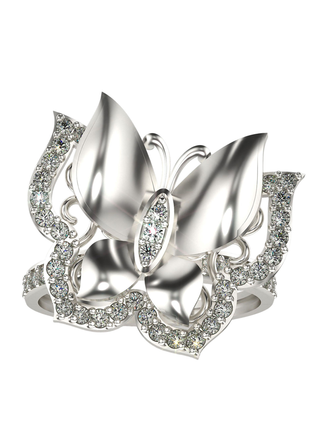 VALANOVA 14KT White Gold Diamond Studded Ring 5.41gms