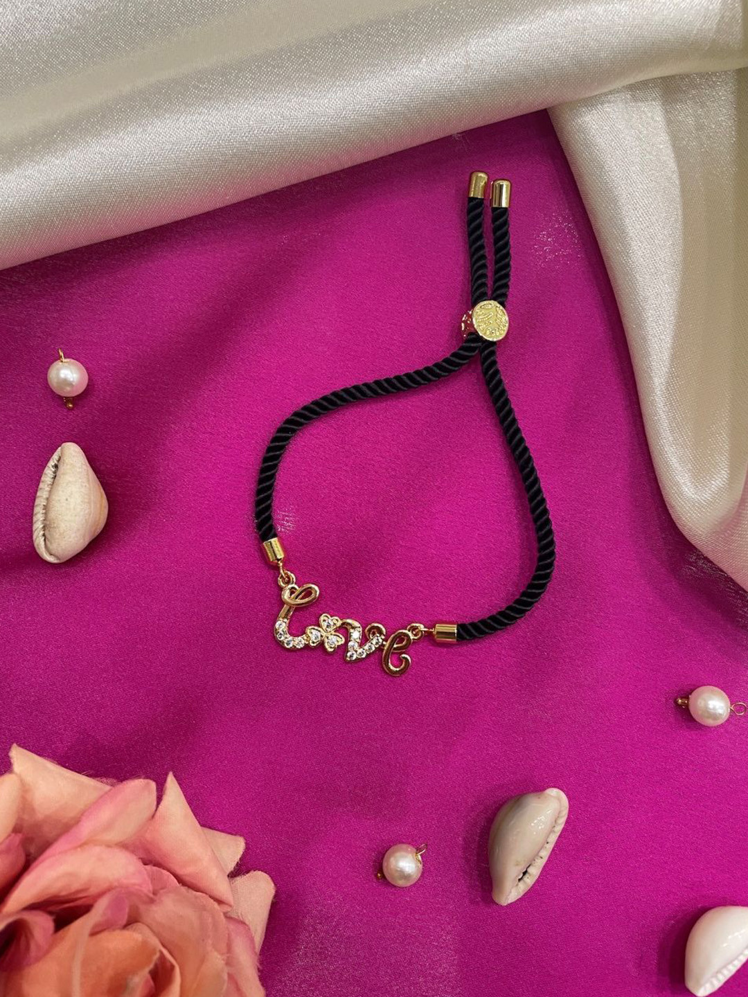 Digital Dress Room American Diamond Flower Pendant Thread Rakhi