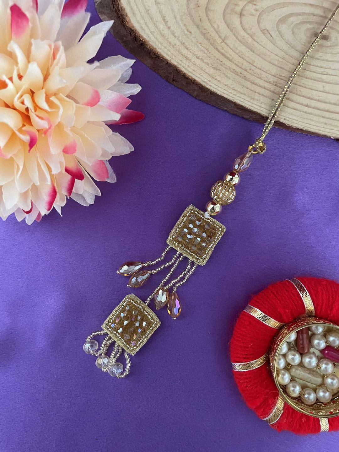 Digital Dress Room Artificial Stones Studded Lumba Rakhi