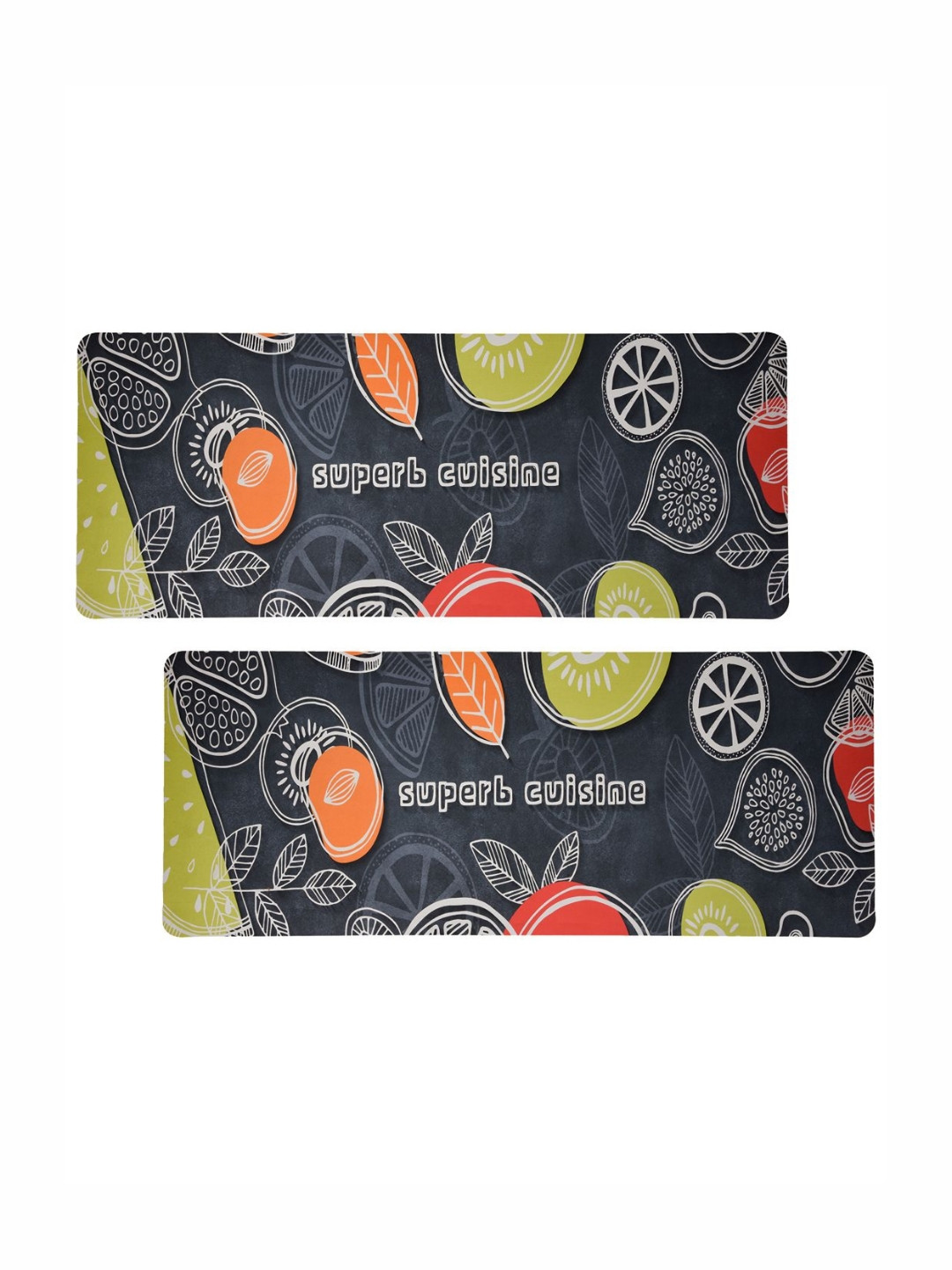 Aura 2-Pcs Black & Green Printed Bed Side Runners For Home & Bedroom