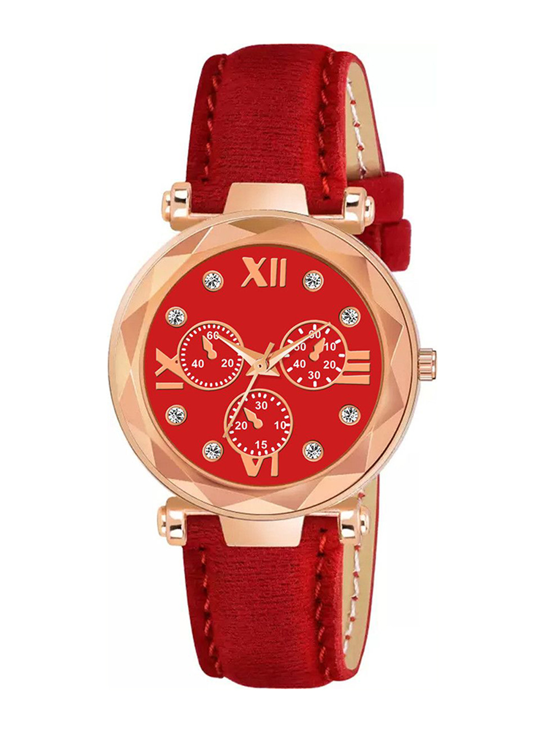 Gopal Shopcart Unisex Embellished Dial & Textured Straps Analogue Watch GR379RG Mina