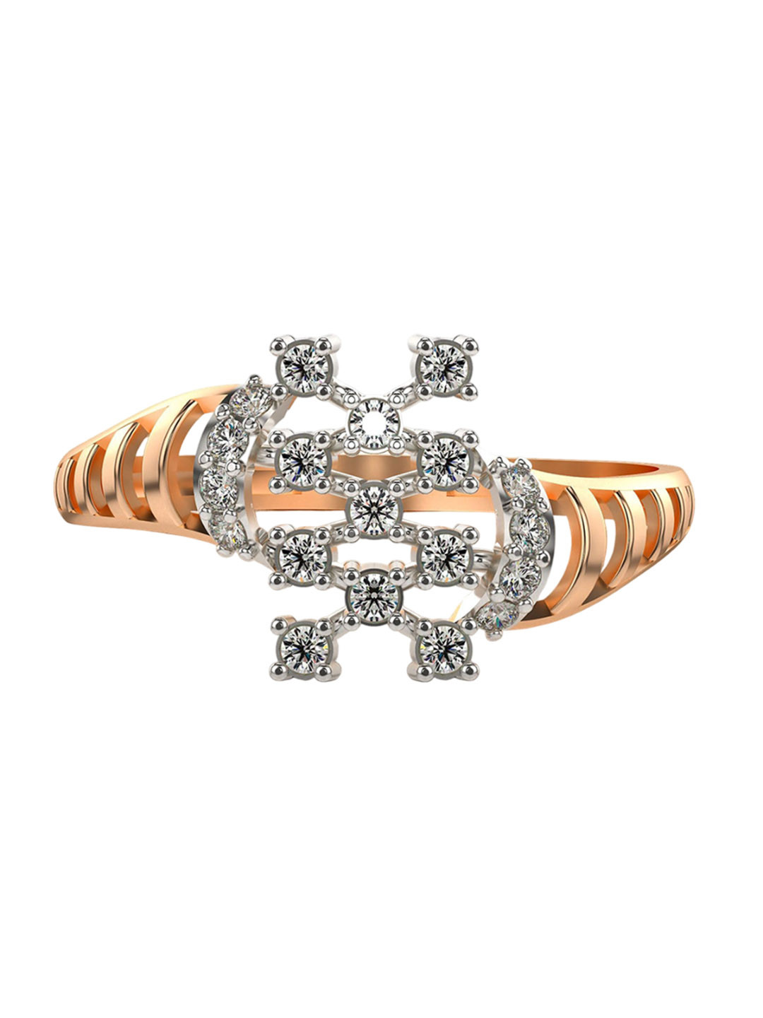 VALANOVA  14K Rose Gold Diamond Studded Ring 1.88 g