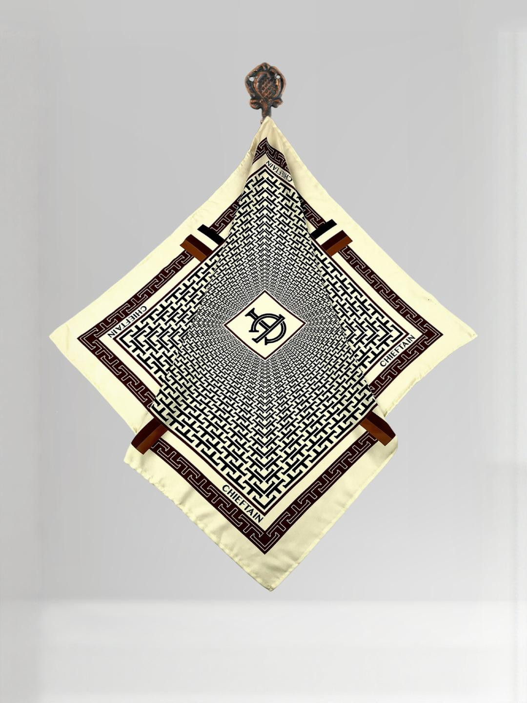 KLISHAA ART Women Geometric Monogram Printed Silk Scarf