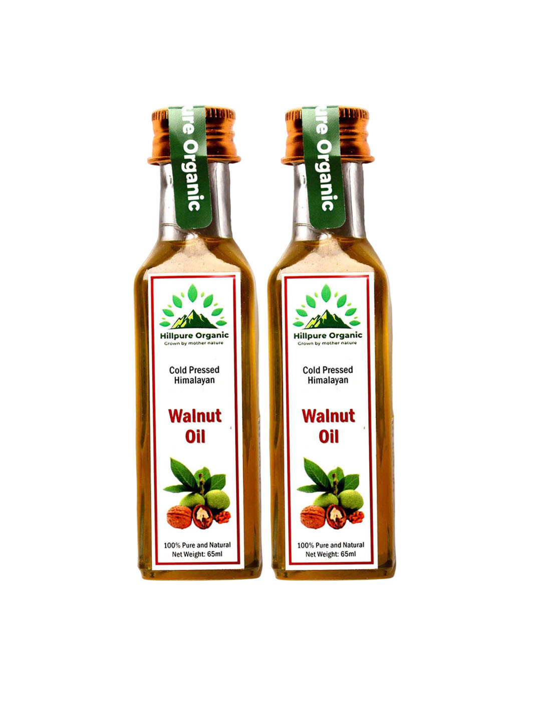 Hillpure Organic Set Of 2 100% Natural Cold Pressed Walnut Oil - 65 ml Each
