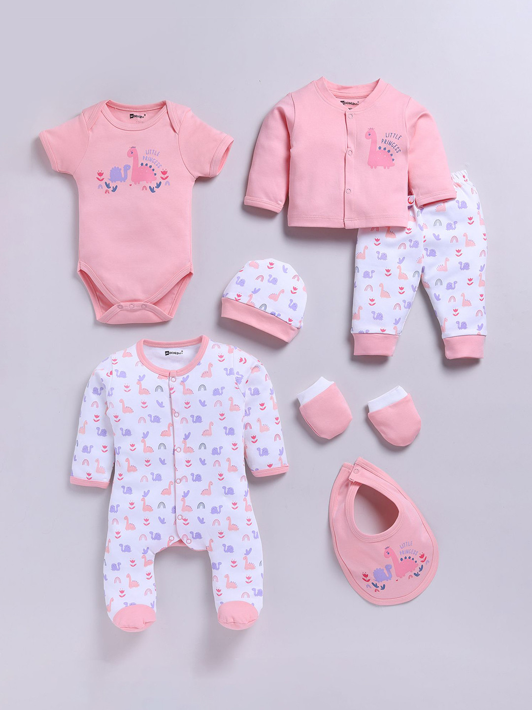 MooNKids Infants Printed Cotton Baby Apparel Gift Set