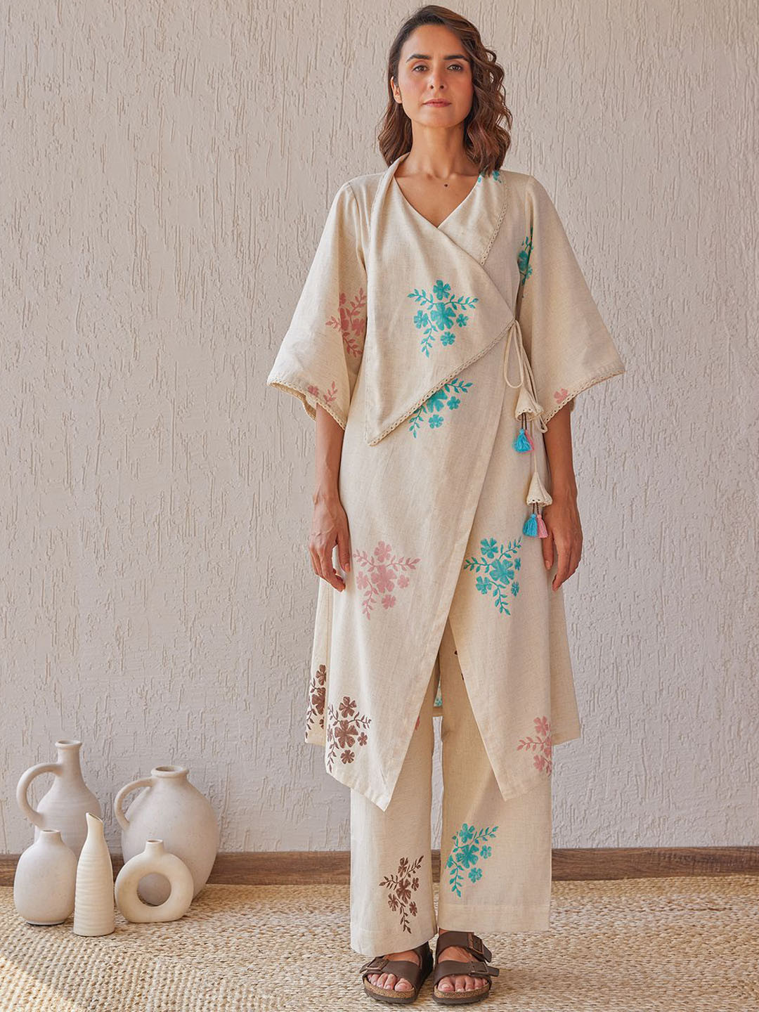 The Yellow Bow Rosette Printed V-Neck Tunic With Trousers Co-Ords Set