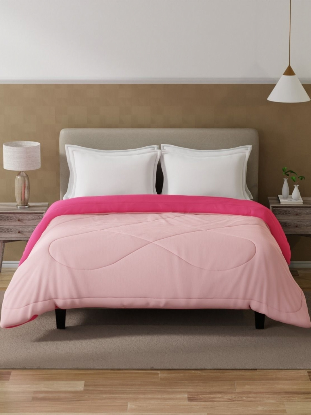 home expressions Pink & Rose AC Room 150 GSM Single Bed Comforter