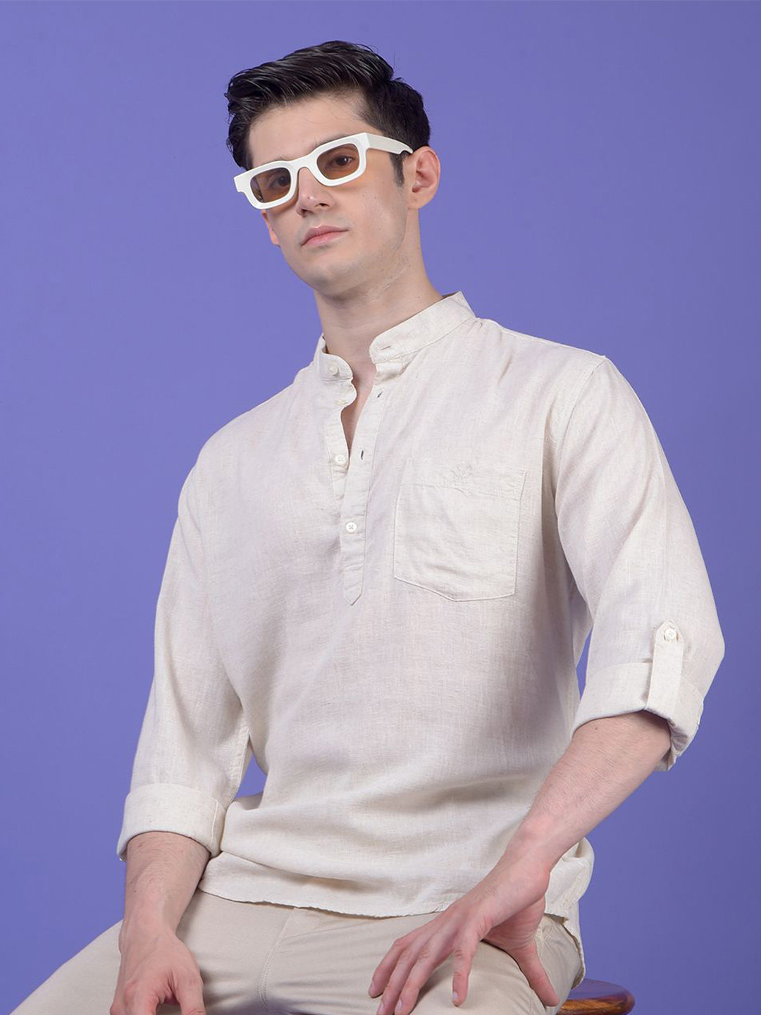 Crimsoune Club Men Mandarin Collar Pathani Kurta