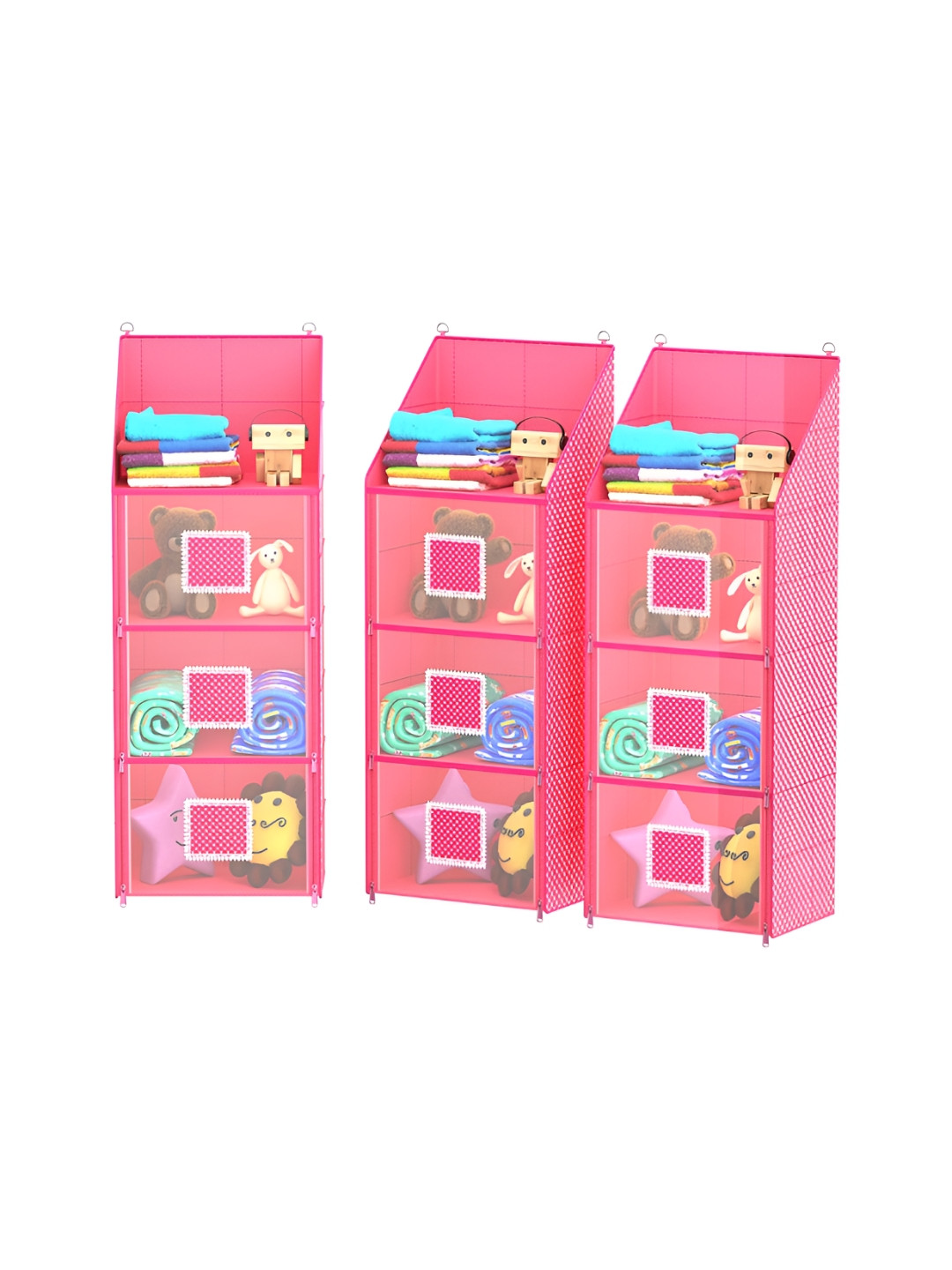 Aura Pink 3 Pieces Hanging Almirah Multi-Utility Organisers