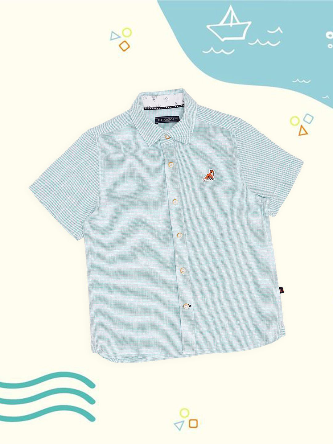 Pantaloons Junior Boys Micro Checked Spread Collar Cotton Casual Shirt