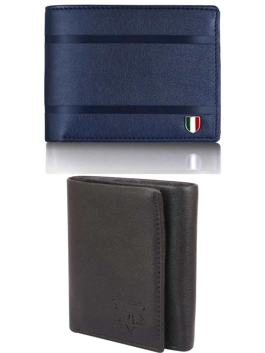 JND Men Set Of 2 Brand Logo Textured Two Fold Wallets