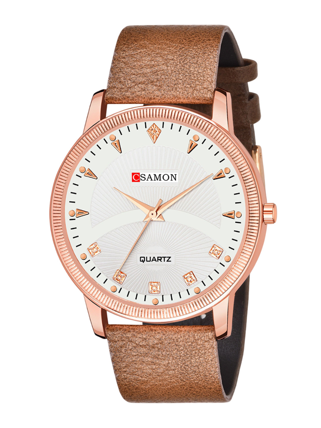CSAMON Round Dial & Leather Straps Analogue Watch Csamon_10_beige Men