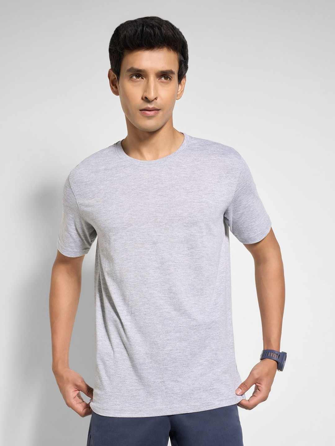 Peregrine by Pantaloons Round Neck Short Sleeves Slim Fit T-shirt