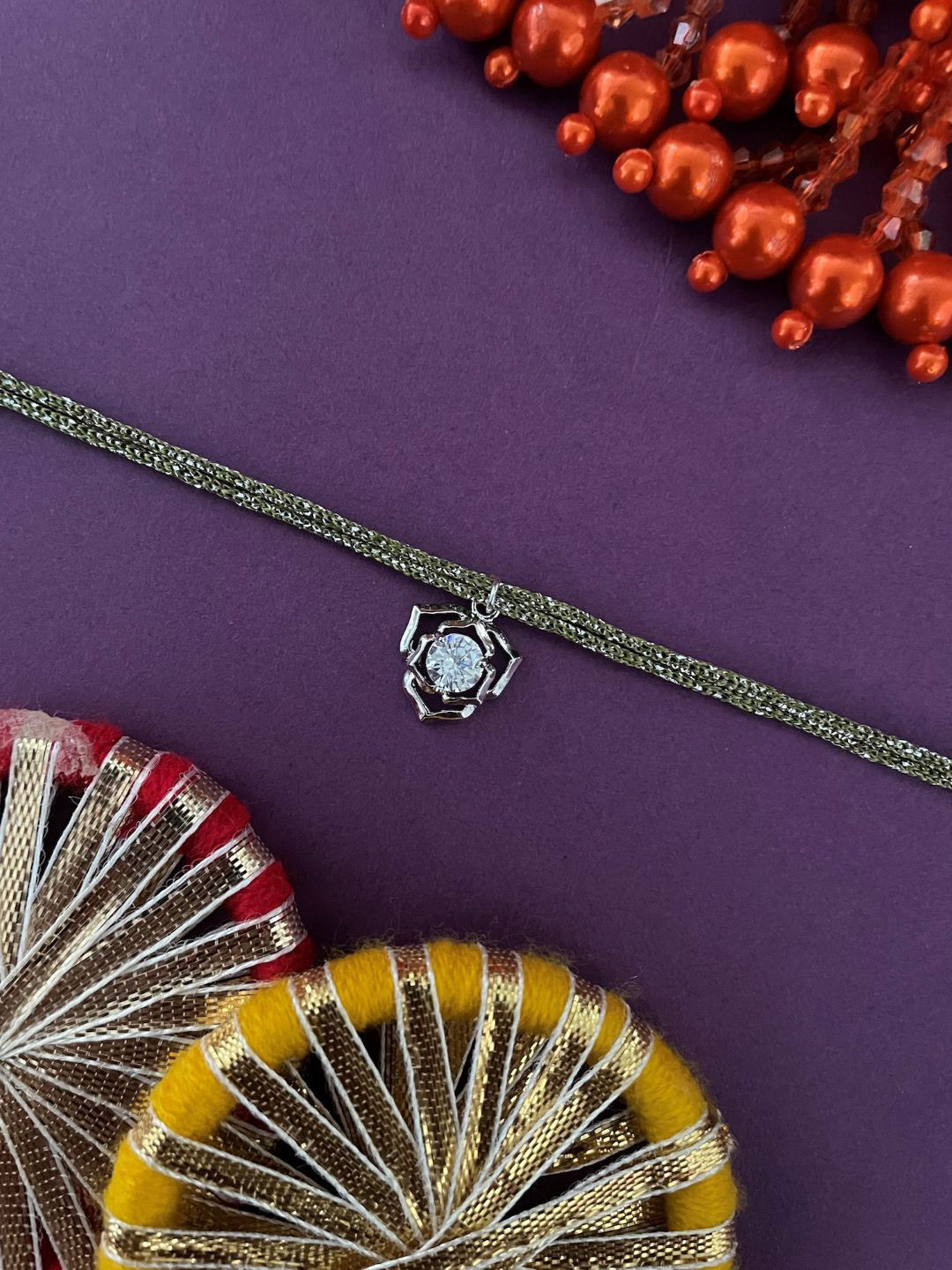 Digital Dress Room Flower Solitaire Charm Lumba Rakhi