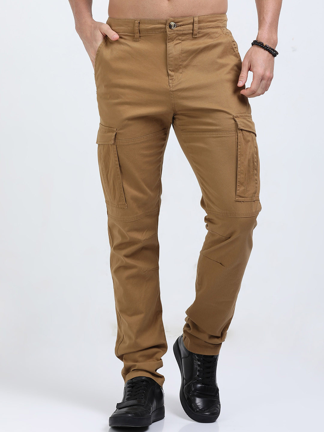 RIGS AND RAGS Men Relaxed Fit Easy Wash Cargos Trousers