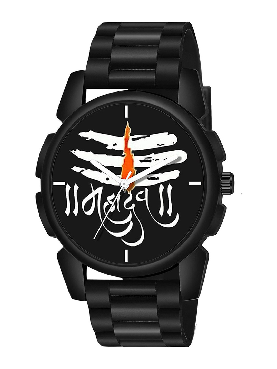 CSAMON Men Printed Round Dial & Straps Analogue Watch J16 BLK Tilak Mahadev New PU